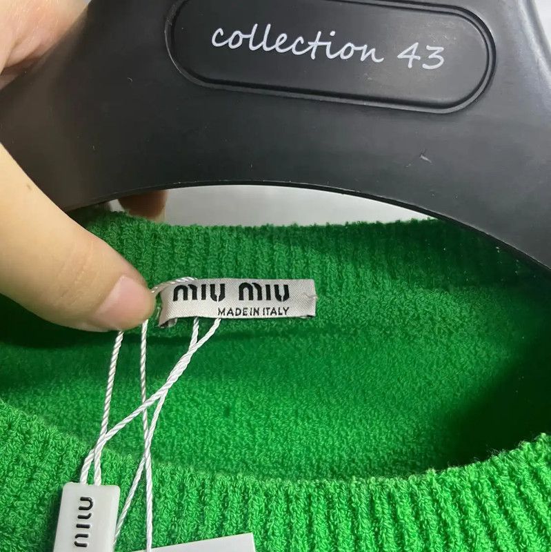 Miu Miu Miu Miu Green Cotton Women's T-Shirt 0089 Size M / US 6-8 / IT 42-44 - 2 Thumbnail