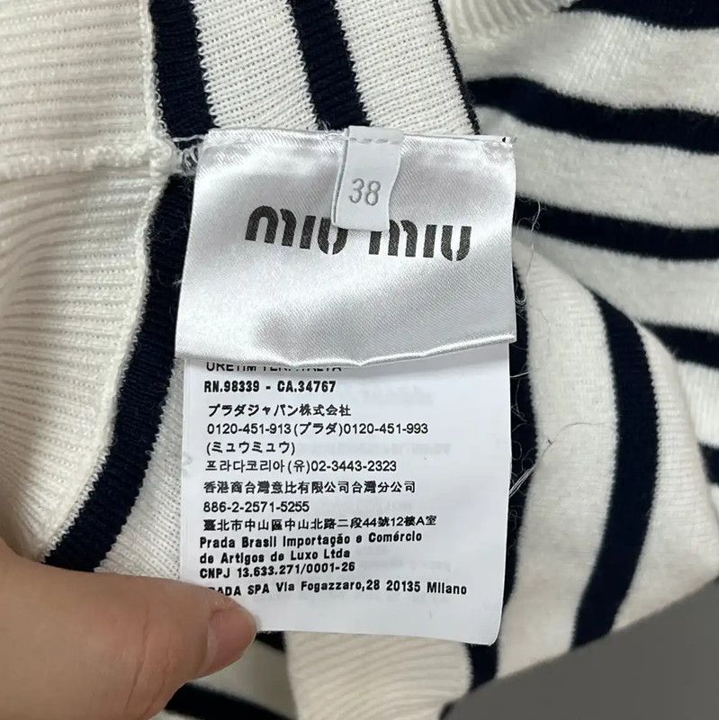 Miu Miu Miu Miu White Cotton Striped Crop Top 0089 Size M / US 6-8 / IT 42-44 - 4 Thumbnail