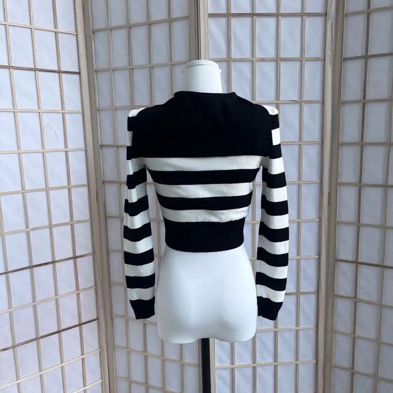 Miu Miu Miu Miu Striped Cropped Sweater 0089 Size S / US 4 / IT 40 - 2 Thumbnail