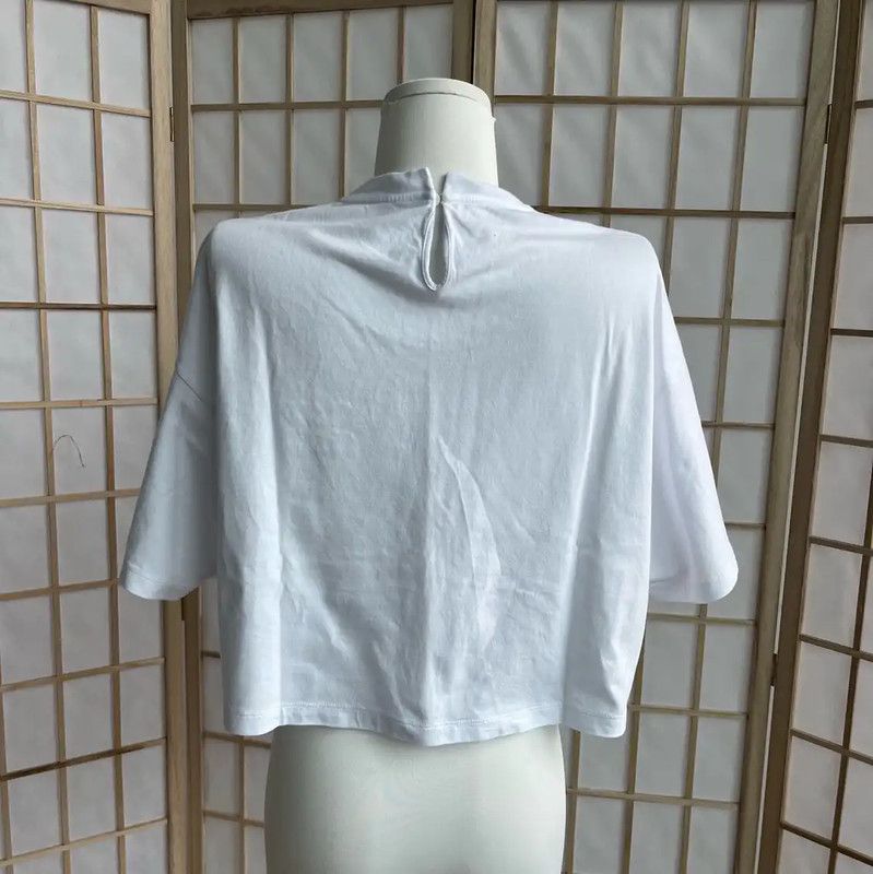 Miu Miu Miu Miu White Cotton Cropped T-Shirt 0089 Size S / US 4 / IT 40 - 2 Thumbnail