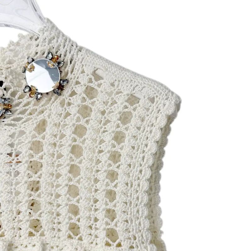 Miu Miu Miu Miu White Cotton Blend Sweater 0089 Size L / US 10 / IT 46 - 3 Thumbnail