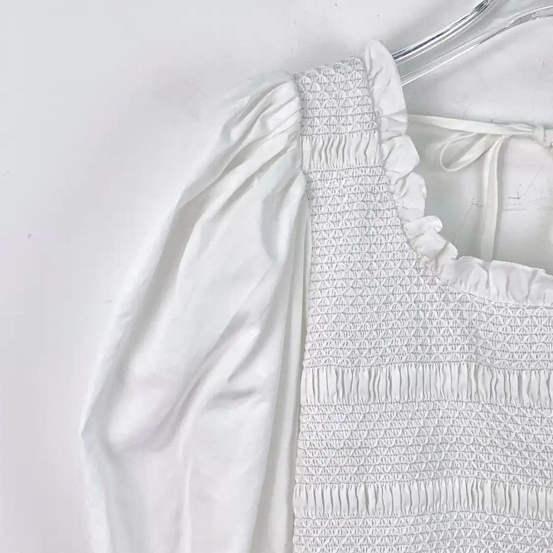 Miu Miu Miu Miu White Cotton Midi Dress for Women 0089 Size S / US 4 / IT 40 - 3 Thumbnail