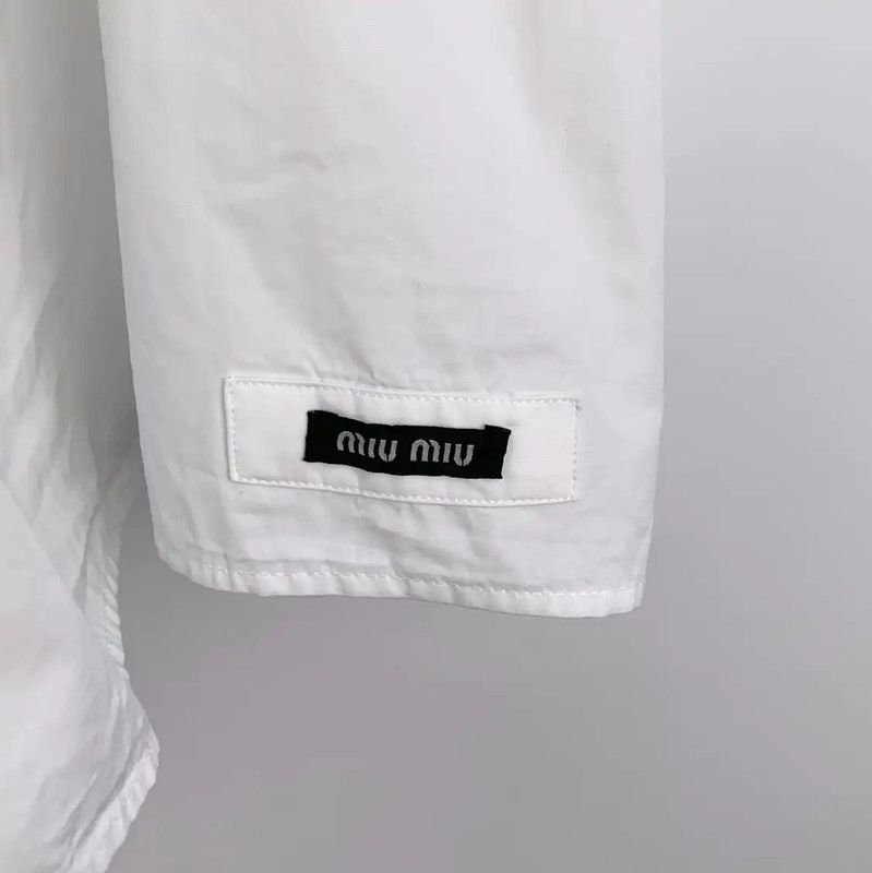 Miu Miu Miu Miu White Cotton Midi Dress for Women 0089 Size S / US 4 / IT 40 - 4 Thumbnail