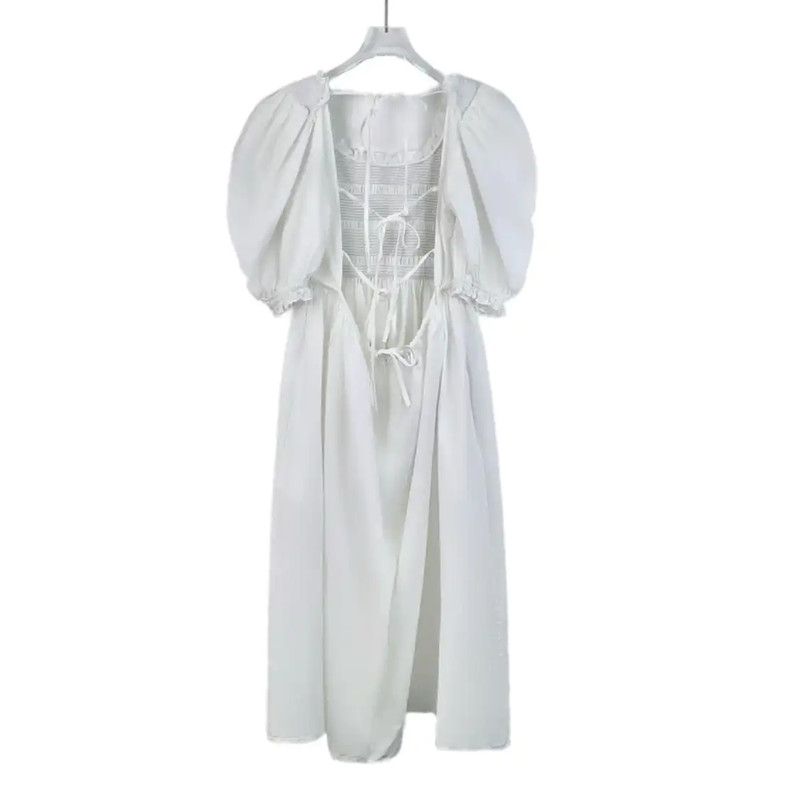 Miu Miu Miu Miu White Cotton Midi Dress for Women 0089 Size S / US 4 / IT 40 - 2 Thumbnail