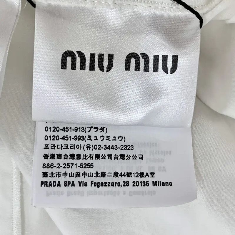 Miu Miu Miu Miu White Cotton Midi Dress for Women 0089 Size S / US 4 / IT 40 - 7 Thumbnail