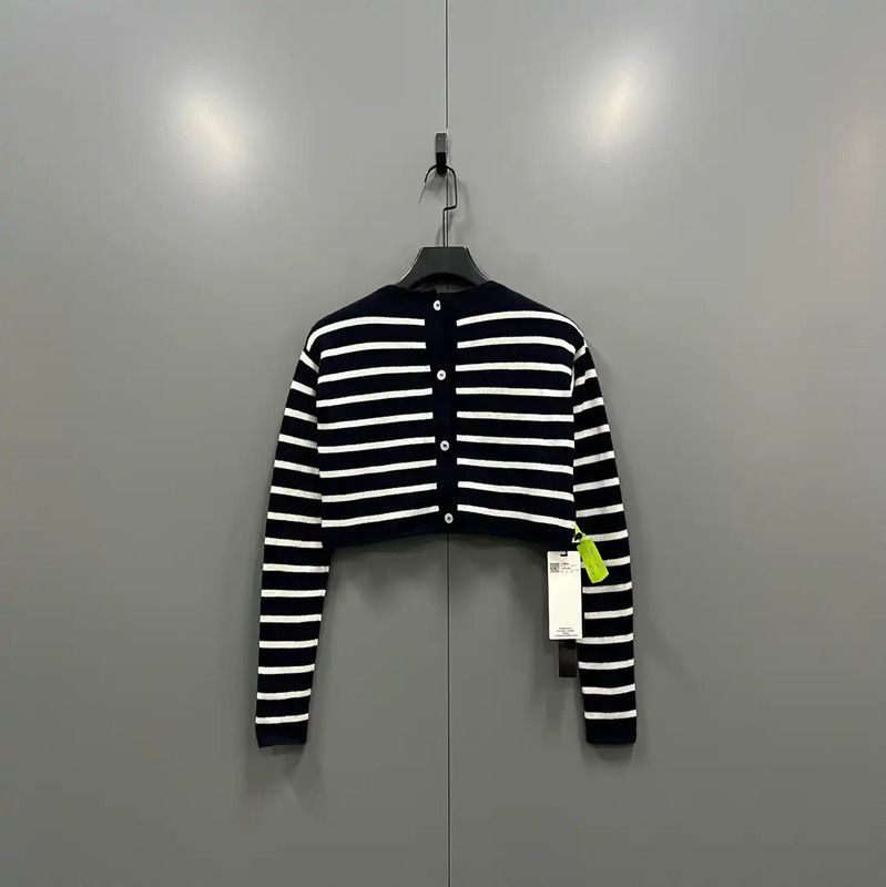 Miu Miu Miu Miu Striped Crop Long Sleeve Top 0089 Size ONE SIZE - 3 Thumbnail
