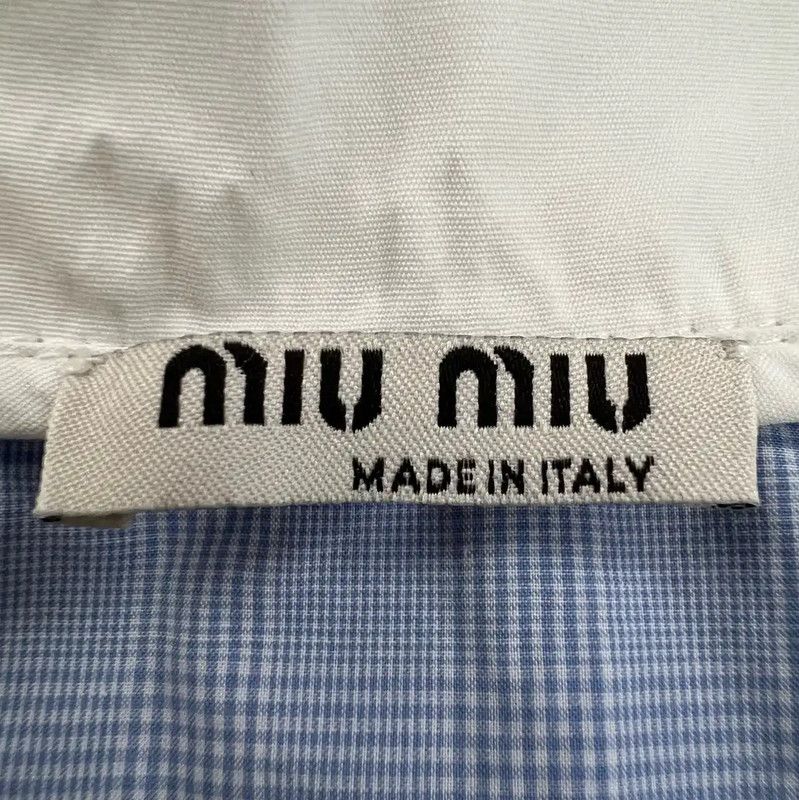 Miu Miu Miu Miu Blue Cotton Cropped Long Sleeve Shirt 0089 Size ONE SIZE - 3 Thumbnail