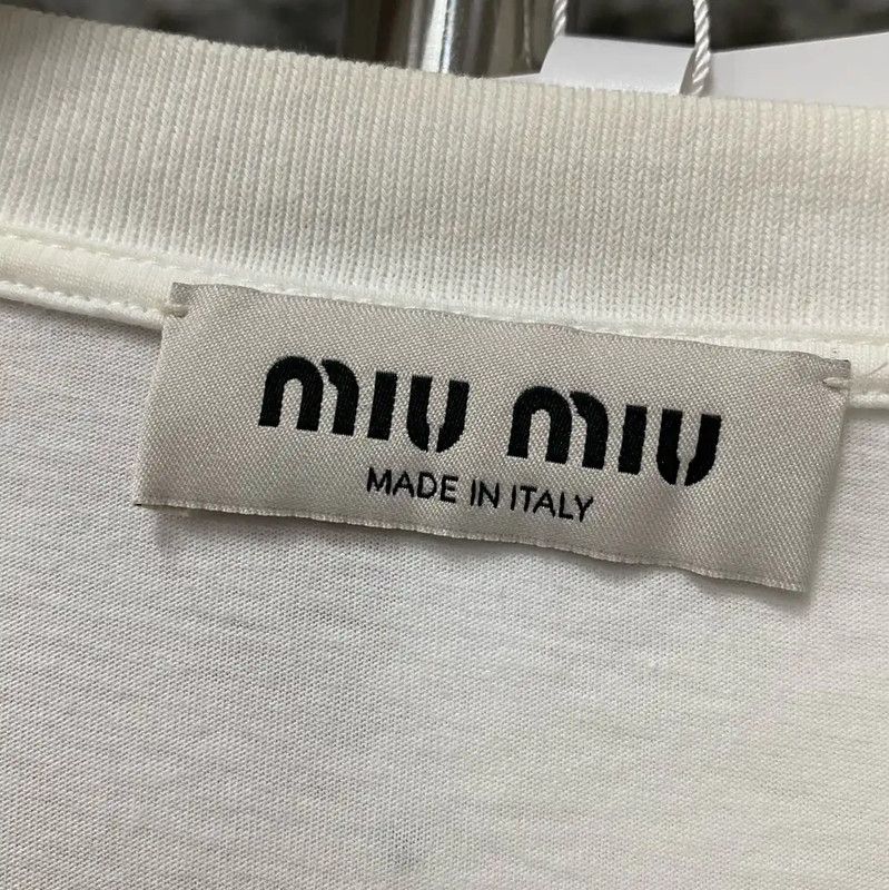 Miu Miu Miu Miu White Cotton Short Sleeve T-Shirt 0089 Size L / US 10 / IT 46 - 7 Thumbnail