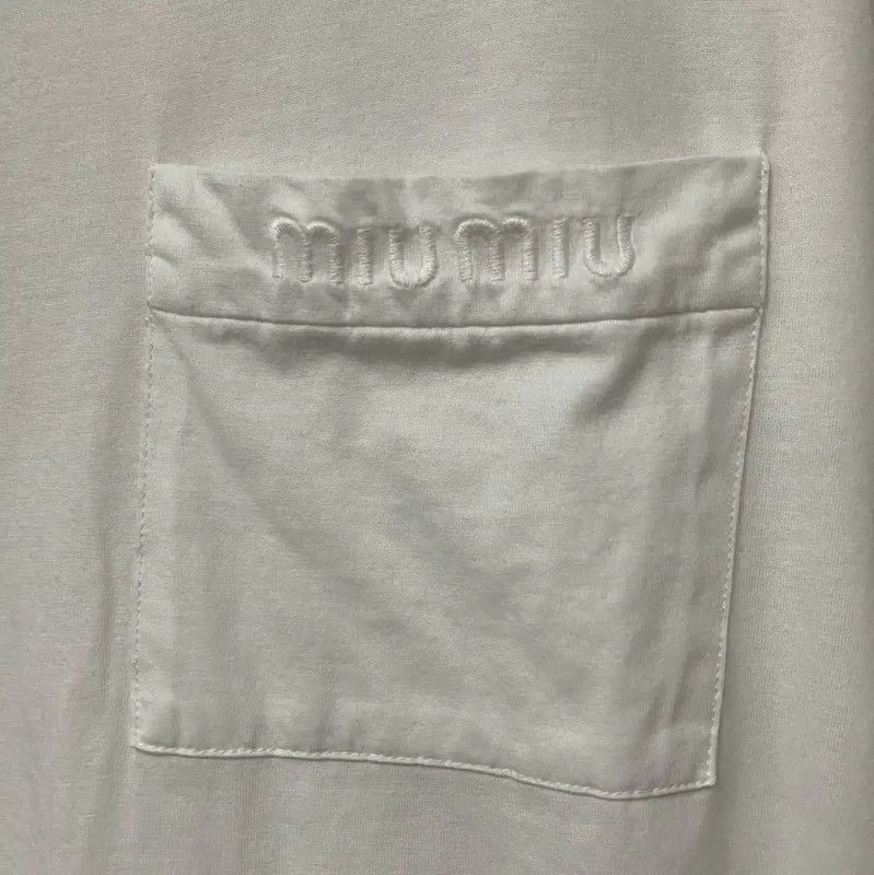 Miu Miu Miu Miu White Cotton Short Sleeve T-Shirt 0089 Size L / US 10 / IT 46 - 5 Thumbnail