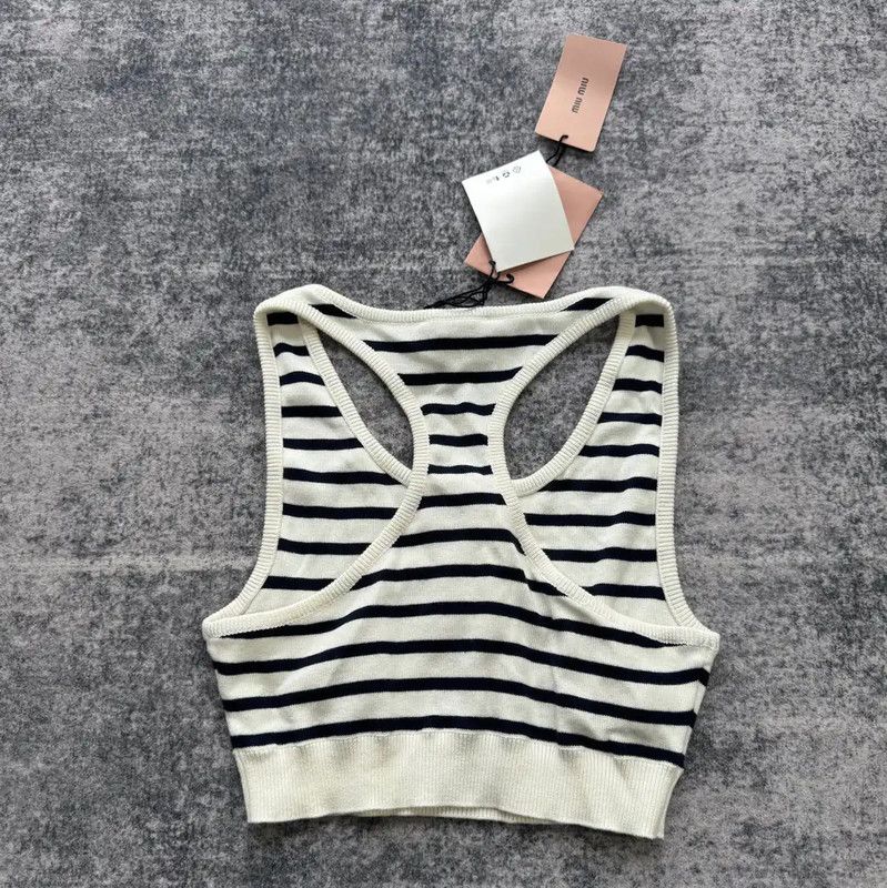 Miu Miu Miu Miu Striped Cotton Crop Top for Women 0089 Size S / US 4 / IT 40 - 2 Thumbnail