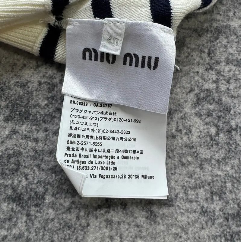 Miu Miu Miu Miu Striped Cotton Crop Top for Women 0089 Size S / US 4 / IT 40 - 6 Thumbnail