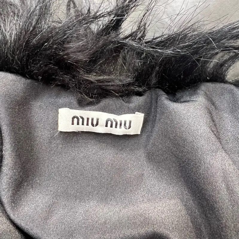 Miu Miu Miu Miu Black Mid-Length Coat in Recycled Fiber 0089 Size S / US 4 / IT 40 - 6 Thumbnail