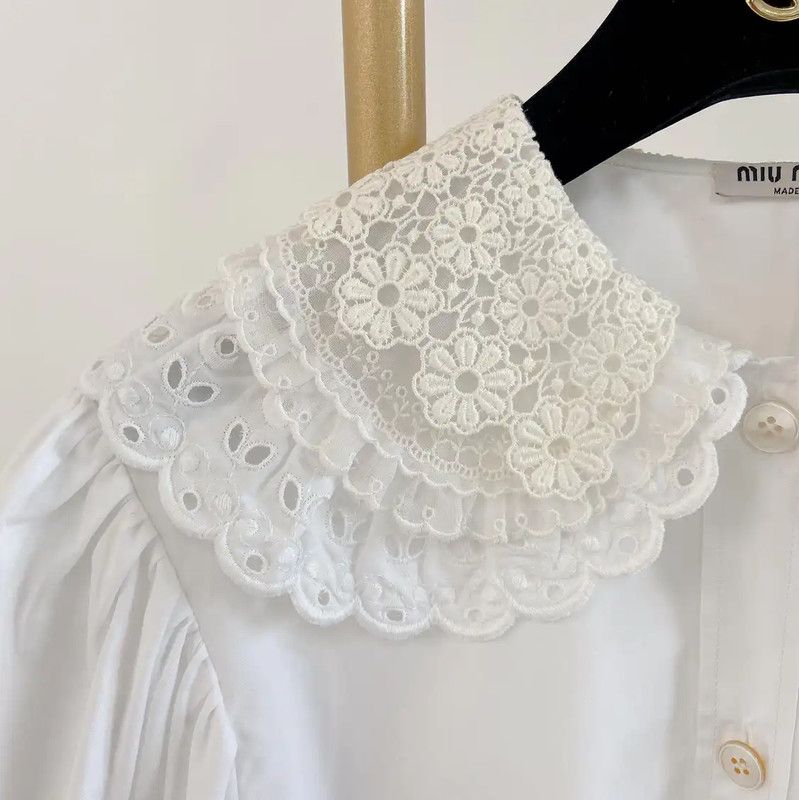 Miu Miu Miu Miu White Long Sleeve Cotton Shirt 0089 Size M / US 6-8 / IT 42-44 - 5 Thumbnail