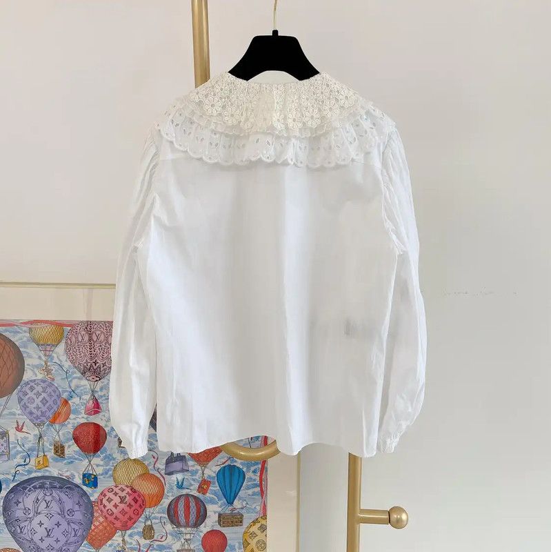 Miu Miu Miu Miu White Long Sleeve Cotton Shirt 0089 Size M / US 6-8 / IT 42-44 - 2 Thumbnail