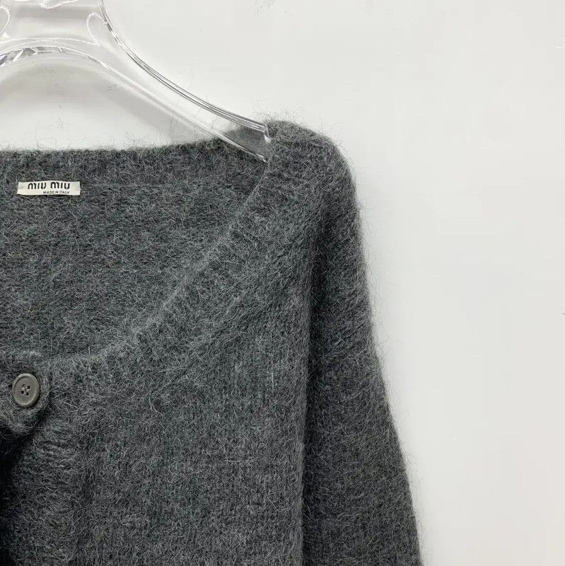 Miu Miu Miu Miu Dark Gray Women's Cardigan Sweater 0089 Size S / US 4 / IT 40 - 3 Thumbnail
