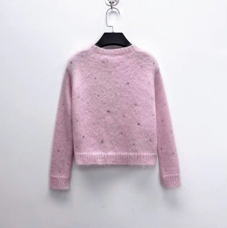 Miu Miu Miu Miu Light Pink Wool Logo Cardigan 0089 Size L / US 10 / IT 46 - 2 Thumbnail