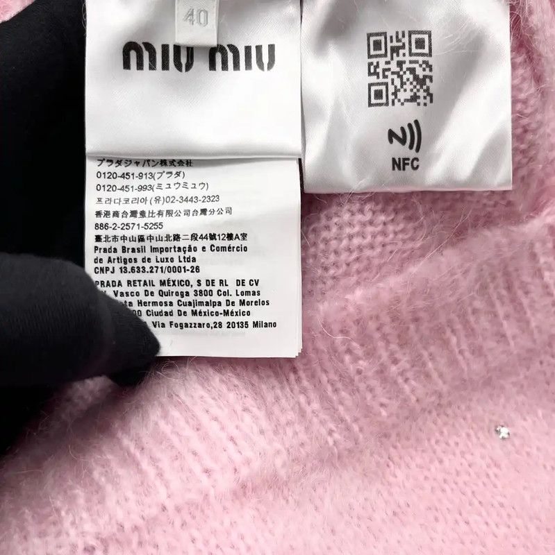 Miu Miu Miu Miu Light Pink Wool Logo Cardigan 0089 Size L / US 10 / IT 46 - 4 Thumbnail