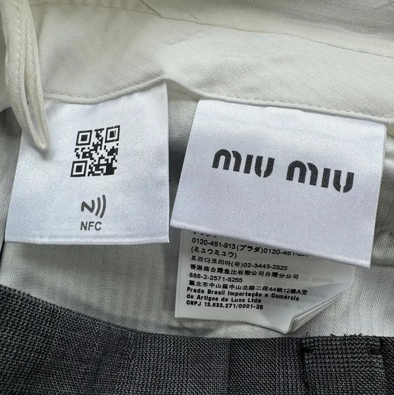 Miu Miu Miu Miu Gray Cotton Casual Pants for Women 0089 Size 23" - 4 Thumbnail