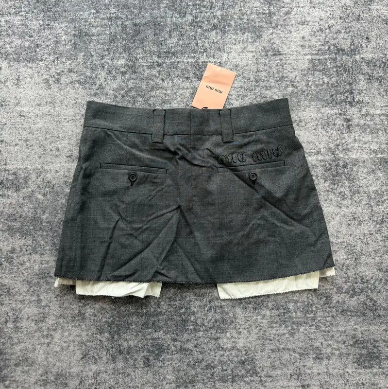 Miu Miu Miu Miu Gray Cotton Casual Pants for Women 0089 Size 23" - 2 Thumbnail