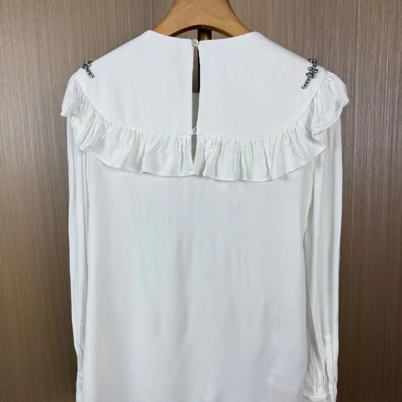 Miu Miu Miu Miu White Cotton Women's Shirt 0089 Size M / US 6-8 / IT 42-44 - 2 Thumbnail