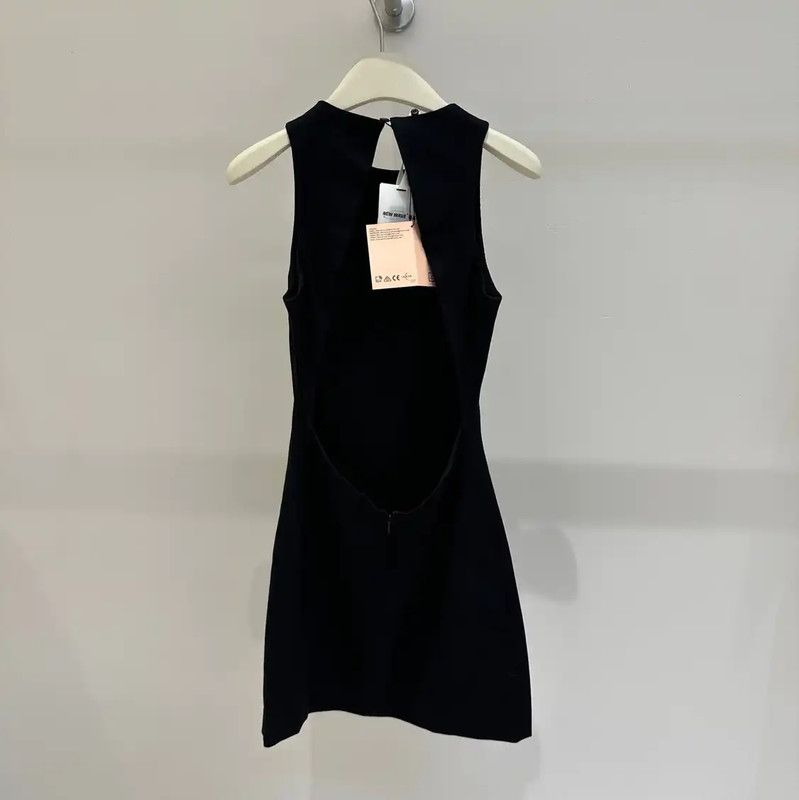 Miu Miu Miu Miu Black Sleeveless Logo Mid-Length Dress 0089 Size S / US 4 / IT 40 - 4 Thumbnail