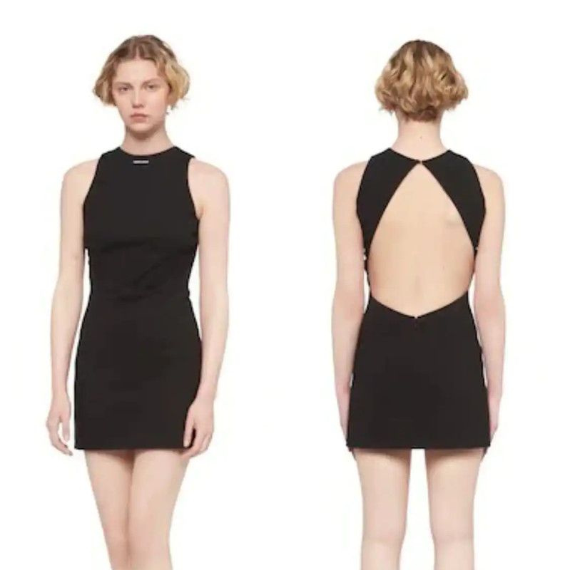 Miu Miu Miu Miu Black Sleeveless Logo Mid-Length Dress 0089 Size S / US 4 / IT 40 - 5 Thumbnail