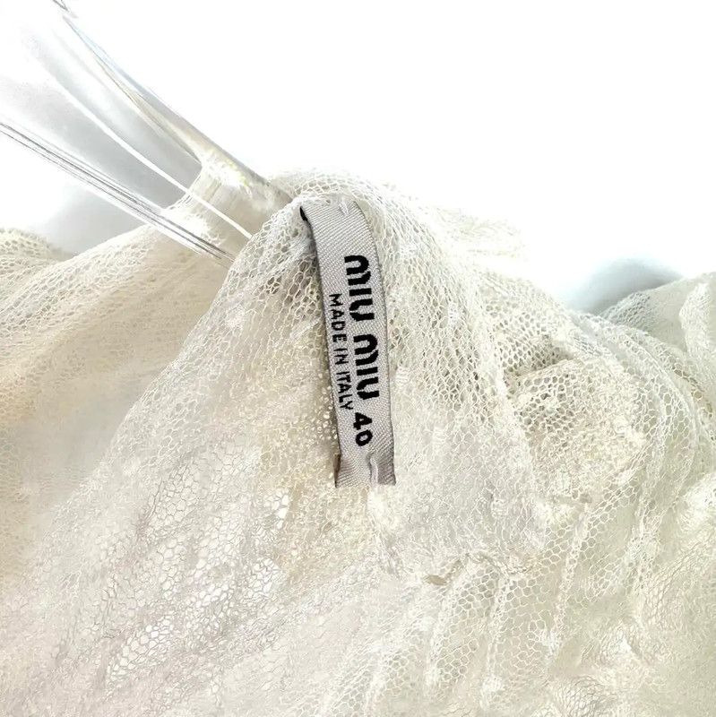 Miu Miu Miu Miu White Wool Dress with Ruffled Details 0089 Size M / US 6-8 / IT 42-44 - 4 Thumbnail