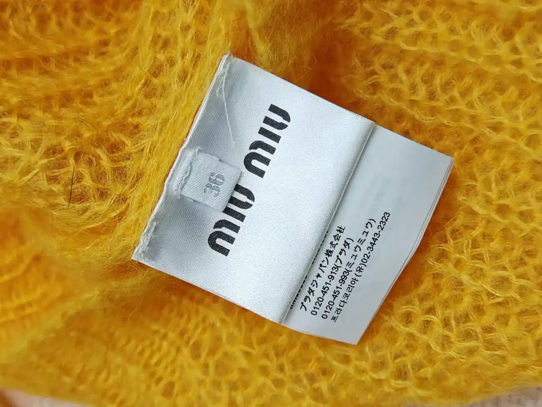 Miu Miu Miu Miu Yellow Mohair Long Sleeve Cardigan 0089 Size ONE SIZE - 8 Thumbnail