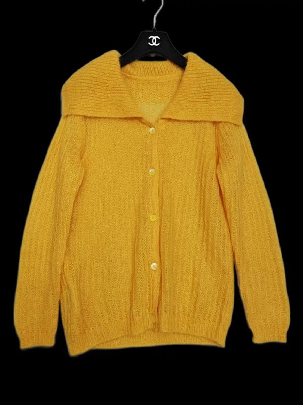 Miu Miu Miu Miu Yellow Mohair Long Sleeve Cardigan 0089 Size ONE SIZE - 3 Thumbnail