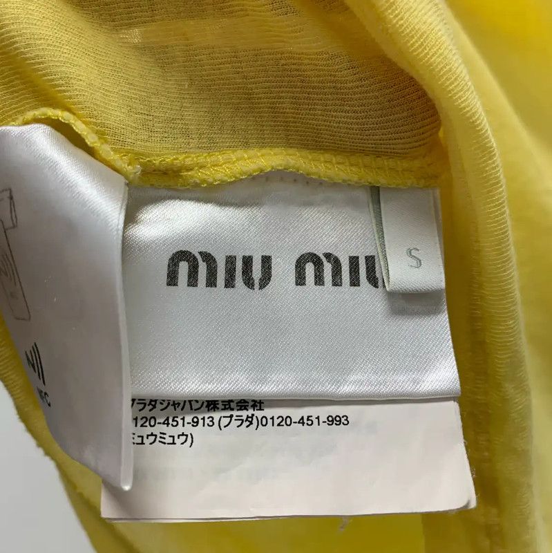 Miu Miu Miu Miu Yellow Cotton T-Shirt Size S 0089 Size S / US 4 / IT 40 - 5 Thumbnail