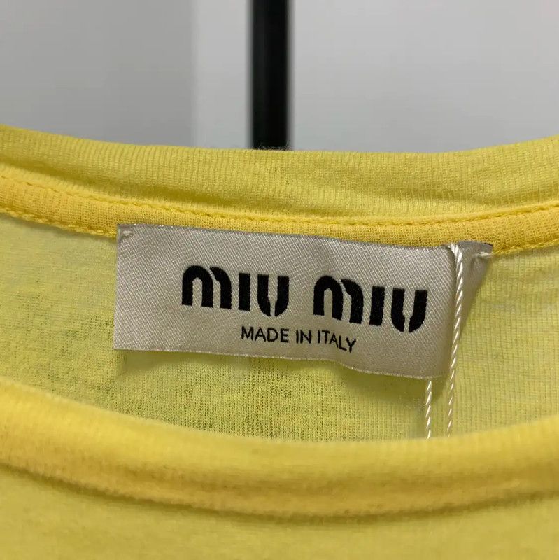 Miu Miu Miu Miu Yellow Cotton T-Shirt Size S 0089 Size S / US 4 / IT 40 - 4 Thumbnail