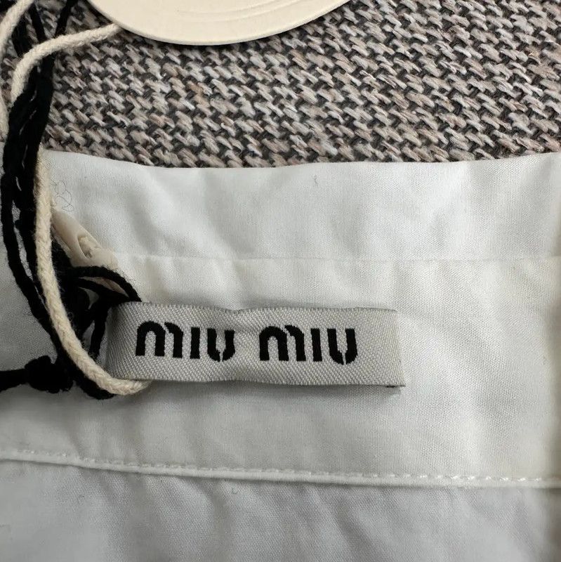Miu Miu Miu Miu White Cotton Long Sleeve Shirt 0089 Size L / US 10 / IT 46 - 3 Thumbnail
