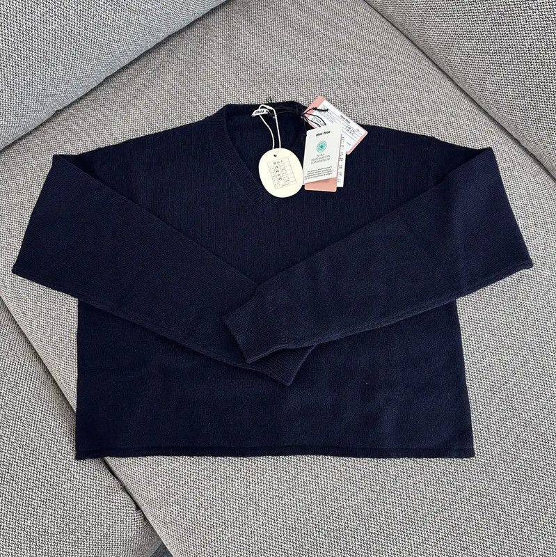 Miu Miu Miu Miu Navy Wool Pullover Sweater 0089 Size M / US 6-8 / IT 42-44 - 2 Thumbnail