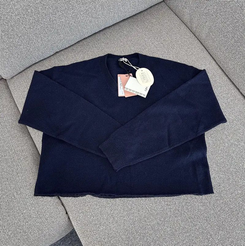 Miu Miu Miu Miu Women's Navy Blue Wool Sweater 0089 Size XL / US 12-14 / IT 48-50 - 2 Thumbnail