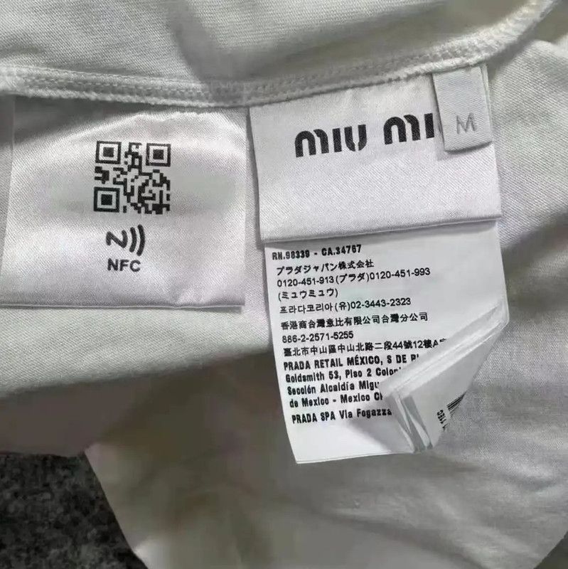 Miu Miu Miu Miu White Cotton Cropped T-Shirt 0089 Size M / US 6-8 / IT 42-44 - 5 Thumbnail