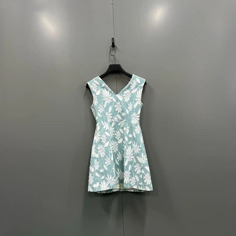 Miu Miu Miu Miu Green Floral Short Sleeve Dress 0089 Size ONE SIZE - 3 Thumbnail