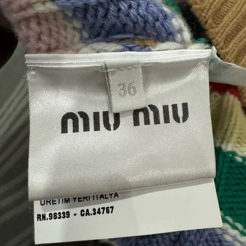 Miu Miu Miu Miu Multicolor Cropped Cashmere Sweater 0089 Size XS / US 0-2 / IT 36-38 - 4 Thumbnail