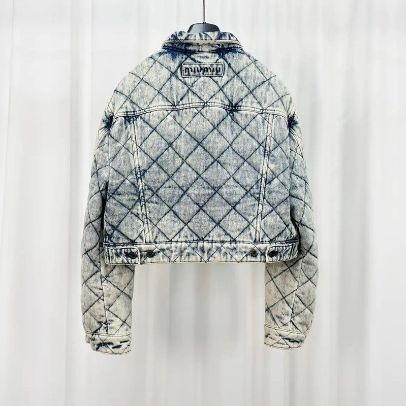 Miu Miu Miu Miu Quilted Denim Crop Jacket for Women 0089 Size M / US 6-8 / IT 42-44 - 2 Thumbnail