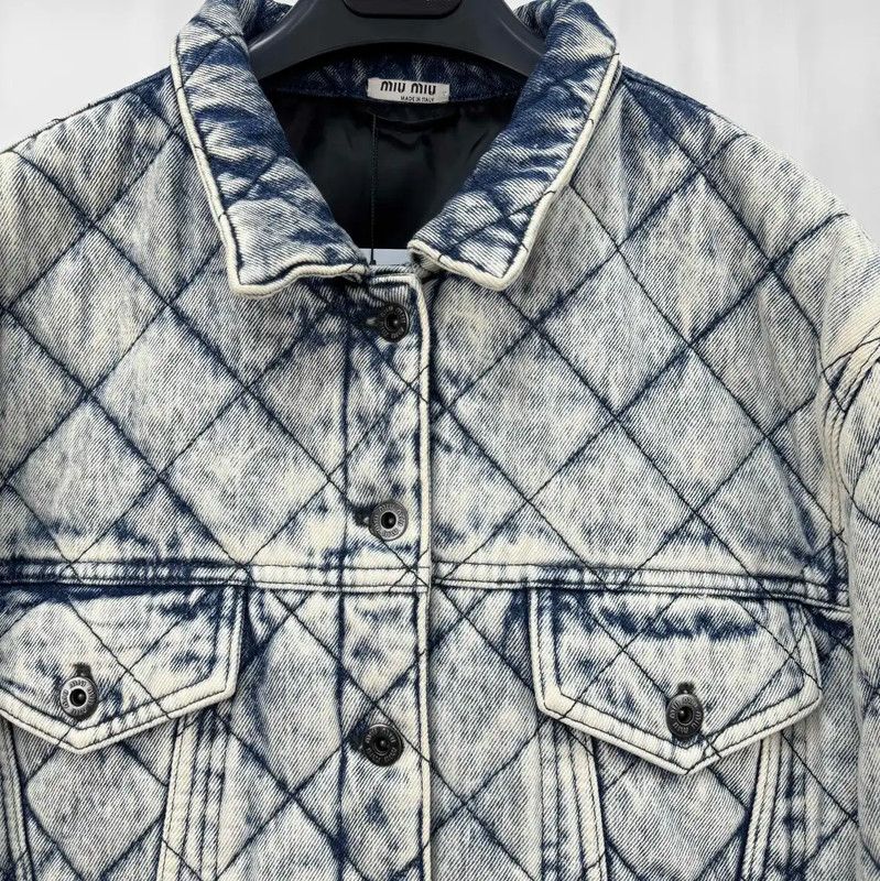 Miu Miu Miu Miu Quilted Denim Crop Jacket for Women 0089 Size M / US 6-8 / IT 42-44 - 3 Thumbnail