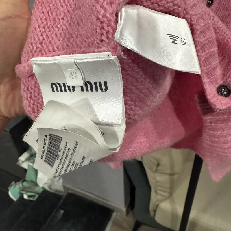 Miu Miu Miu Miu Pink Wool Blend Cardigan with Bow 0089 Size L / US 10 / IT 46 - 5 Thumbnail