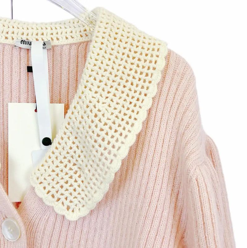 Miu Miu Miu Miu Pink Cotton Long Sleeve Sweater 0089 Size M / US 6-8 / IT 42-44 - 3 Thumbnail