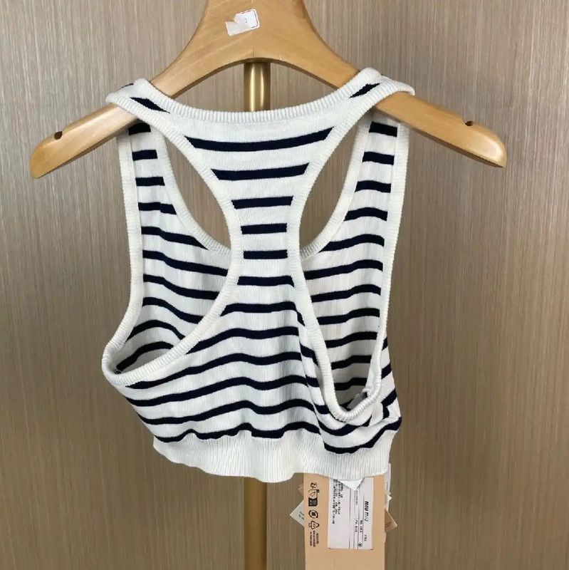 Miu Miu Miu Miu Striped Cotton Crop Top 0089 Size L / US 10 / IT 46 - 2 Thumbnail