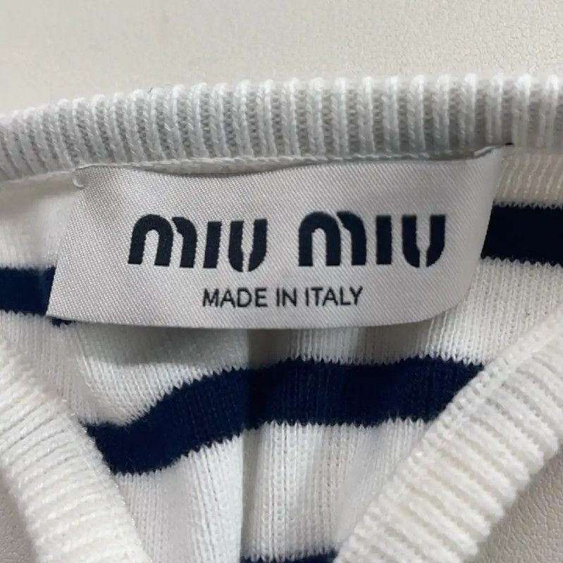 Miu Miu Miu Miu Striped Cotton Crop Top 0089 Size L / US 10 / IT 46 - 6 Thumbnail