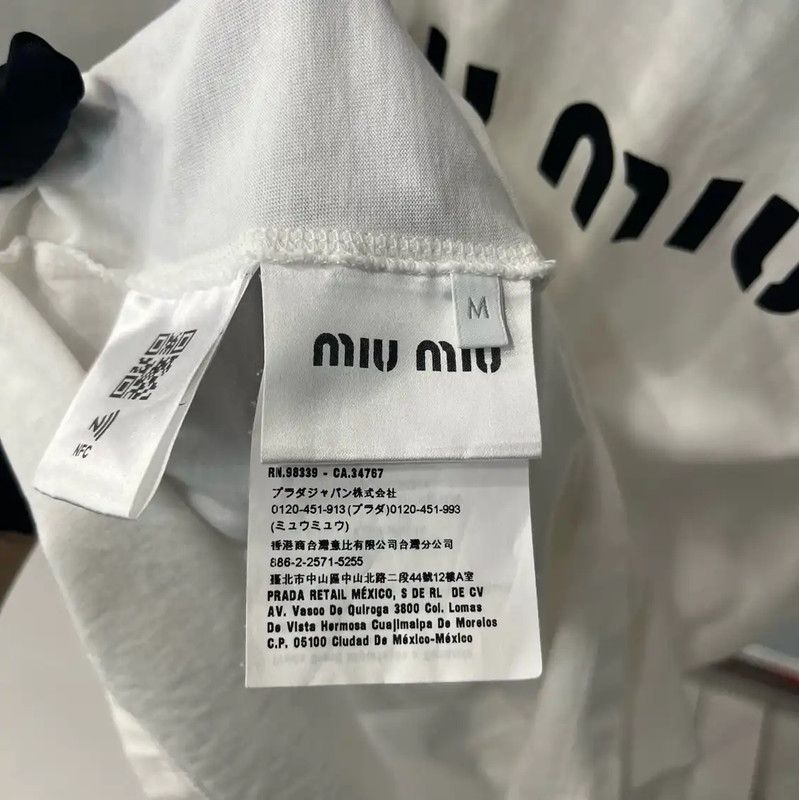 Miu Miu Miu Miu White Cotton Short Sleeve T-Shirt 0089 Size M / US 6-8 / IT 42-44 - 4 Thumbnail
