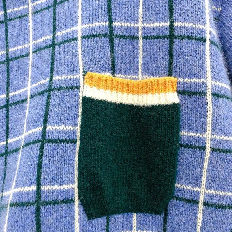 Miu Miu Miu Miu Blue Wool Check Short Sleeve T-Shirt 0089 Size L / US 10 / IT 46 - 5 Thumbnail