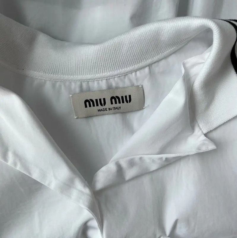 Miu Miu Miu Miu White Cotton Cropped Shirt 0089 Size M / US 6-8 / IT 42-44 - 3 Thumbnail