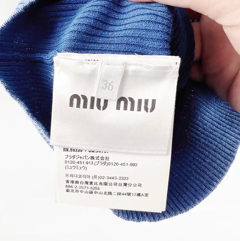 Miu Miu Miu Miu Blue Cotton Women's T-Shirt 0089 Size M / US 6-8 / IT 42-44 - 3 Thumbnail