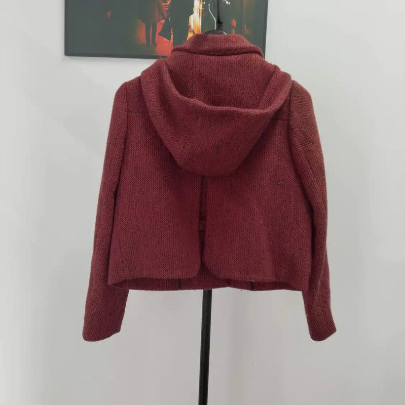 Miu Miu Miu Miu Women's Burgundy Hooded Jacket 0089 Size XL / US 12-14 / IT 48-50 - 2 Thumbnail