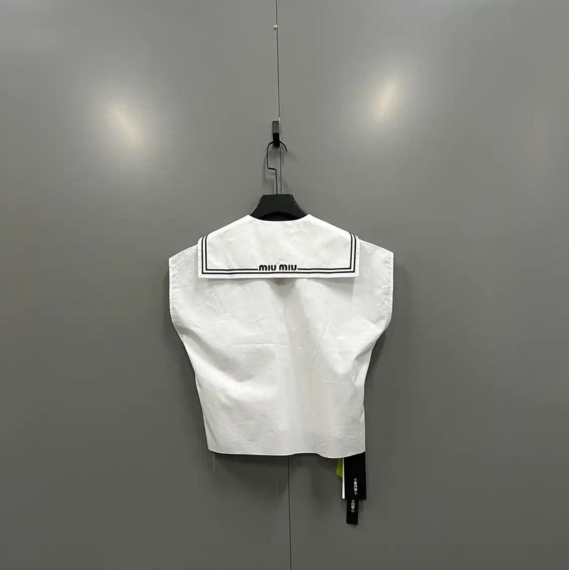 Miu Miu Miu Miu Summer White Cropped Shirt for Women 0089 Size ONE SIZE - 3 Thumbnail