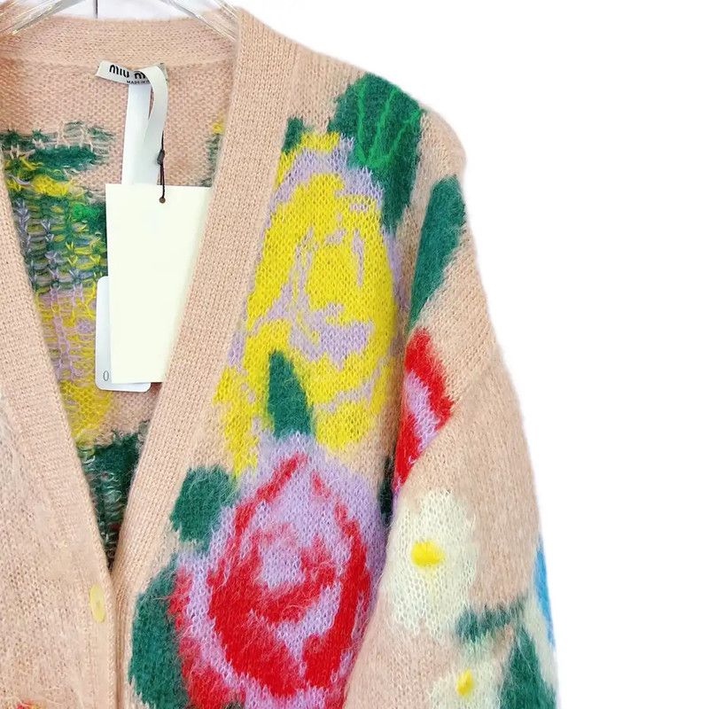 Miu Miu Miu Miu Floral Pattern Cardigan for Women 0089 Size XS / US 0-2 / IT 36-38 - 3 Thumbnail